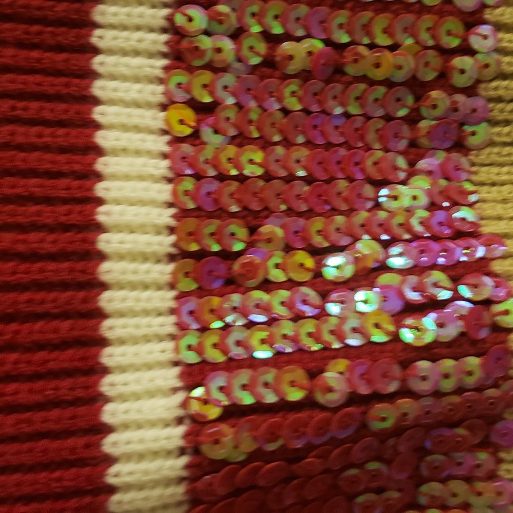 Red, Tan and Black Sequence Sweater Tank Top